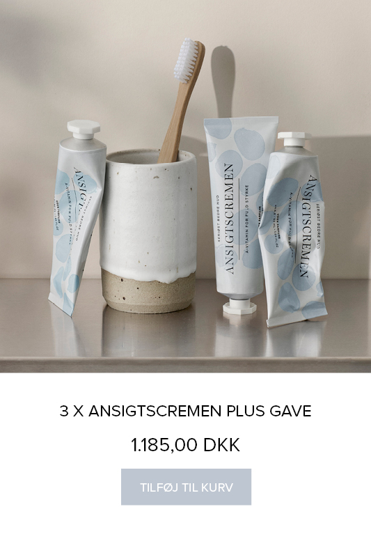Tandbørstekrus fra Lerkunst og Seriøst bedre hud plus 3 x Ansigtscremen
